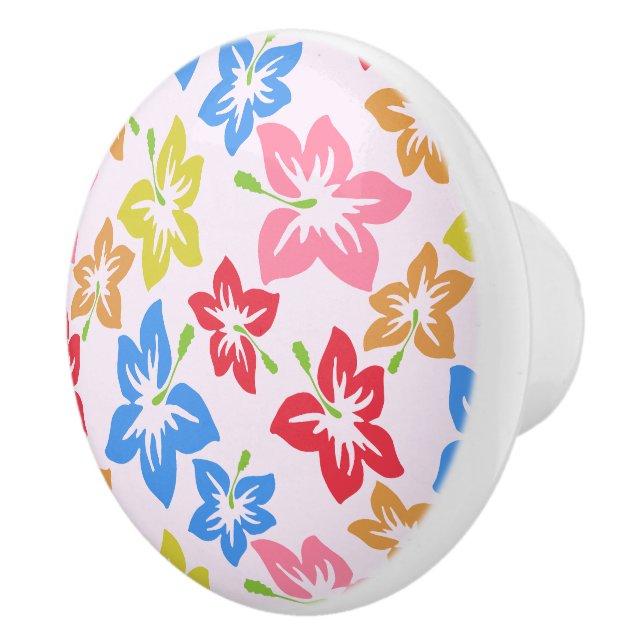 Colourful Hibiscus, Pattern Of Flowers Ceramic Knob (Right)