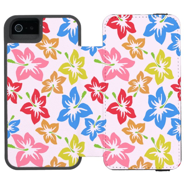 Colourful Hibiscus, Pattern Of Flowers Incipio iPhone Wallet Case (Folio Open)