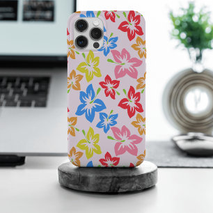 Colourful Hibiscus, Pattern Of Flowers iPhone 15 Pro Max Case
