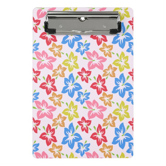 Colourful Hibiscus, Pattern Of Flowers Mini Clipboard (Front)