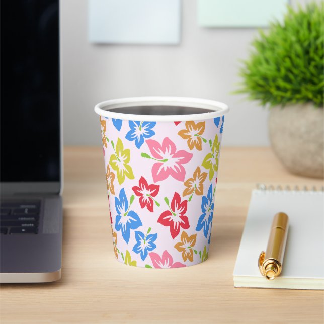 Colourful Hibiscus, Pattern Of Flowers Paper Cups (Insitu)