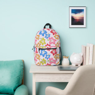 Colourful Hibiscus, Pattern Of Flowers Printed Backpack