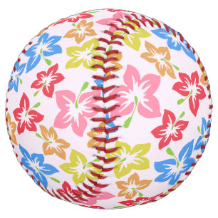 Colourful Hibiscus, Pattern Of Flowers Softball