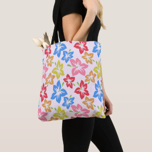 Colourful Hibiscus, Pattern Of Flowers Tote Bag