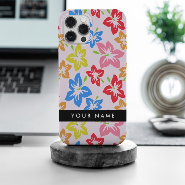 Colourful Hibiscus, Pattern Of Flowers, Your Name Case-Mate iPhone Case (Creator Uploaded)