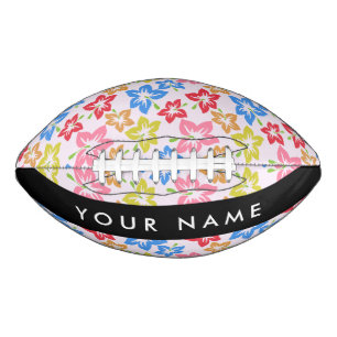 Colourful Hibiscus, Pattern Of Flowers, Your Name Football