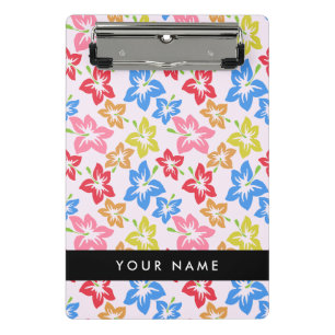 Colourful Hibiscus, Pattern Of Flowers, Your Name Mini Clipboard
