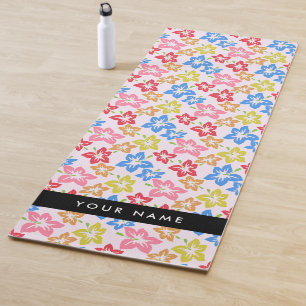 Colourful Hibiscus, Pattern Of Flowers, Your Name Yoga Mat