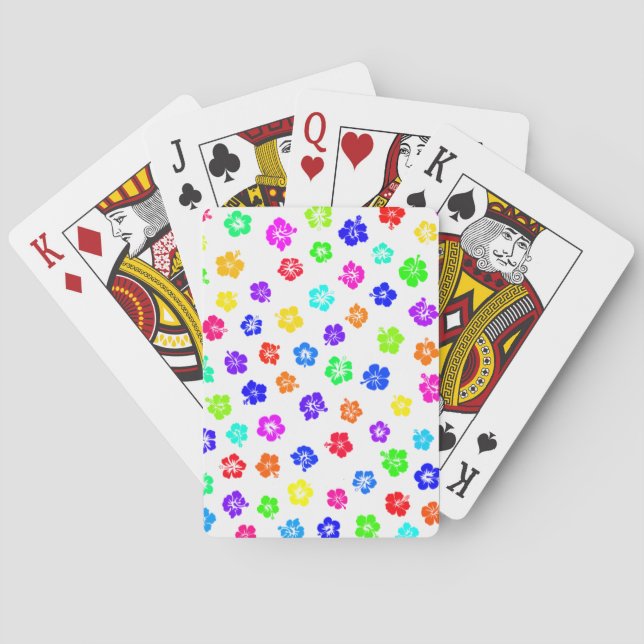 Colourful Hibiscus Print Playing Cards (Back)