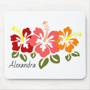 Colourful Hibiscus Trio Personalised Mouse Pad