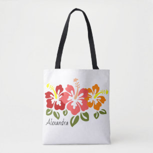 Colourful Hibiscus Trio Personalised Tote Bag