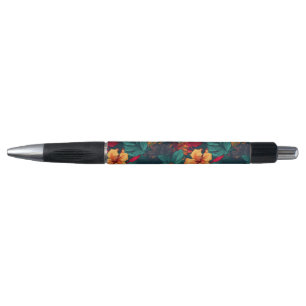 Colourful Hibiscus, Yellow Orange Green Floral