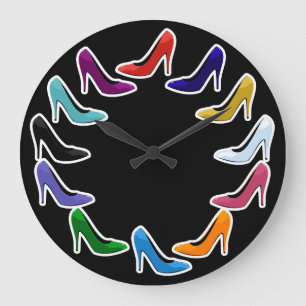 Colourful High Heel Shoes Large Clock