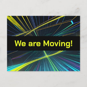Colourful High Tech Lights Change of Address Postcard