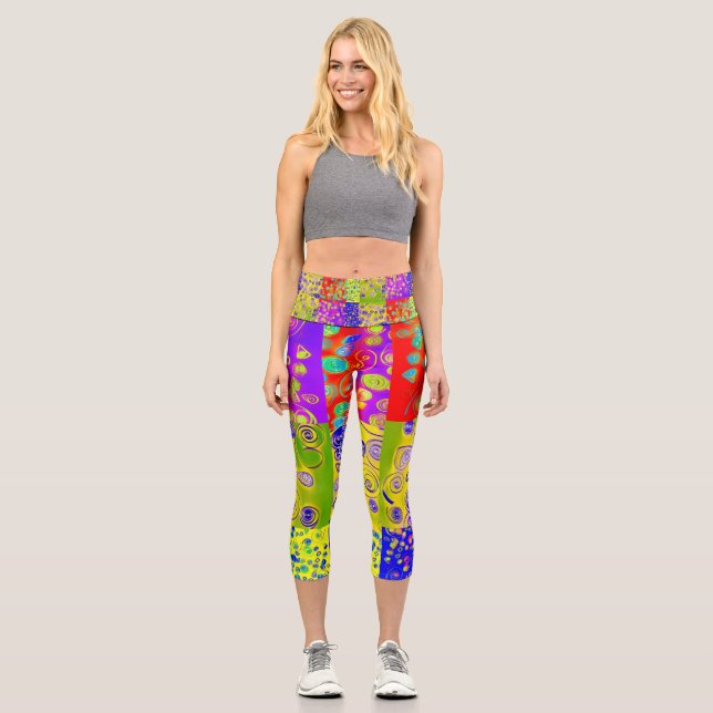 Colourful High Waisted Capris (Front)
