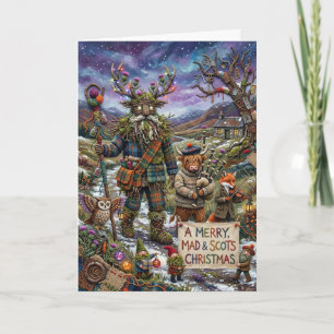 Colourful Highland Christmas Celebration Card