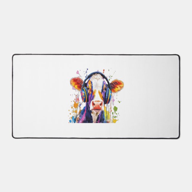 Colourful Highland Cow Desk Mat (Front)
