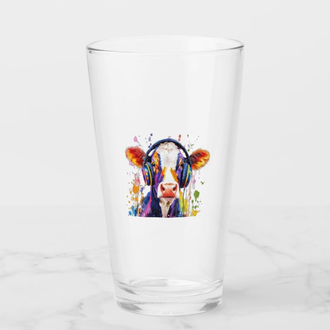 Colourful Highland Cow Glass (Front)