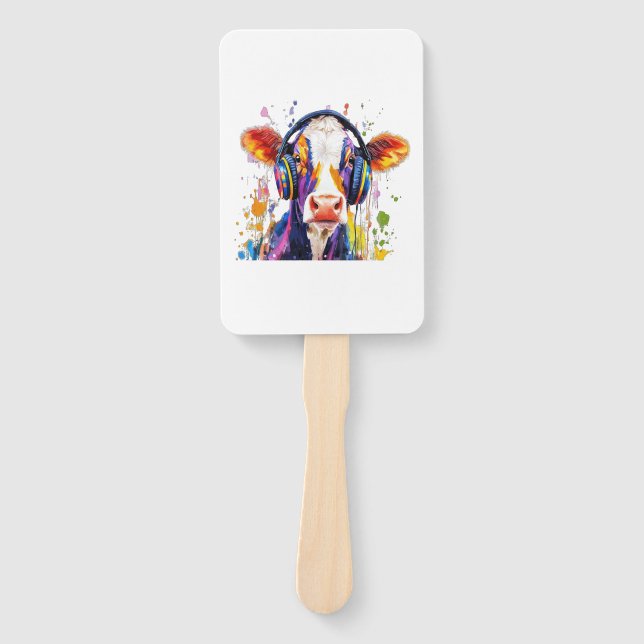 Colourful Highland Cow Hand Fan (Front)