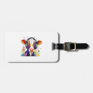 Colourful Highland Cow Luggage Tag