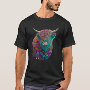 Colourful Highland Cow Valentine's Day Farm Cow 1 T-Shirt