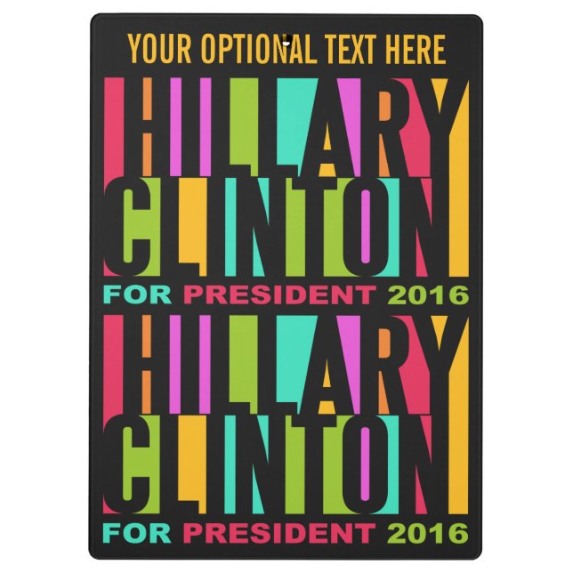 Colourful Hillary Clinton 2016 clipboard (Back)