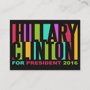 Colourful Hillary Clinton 2016 custom Business Card