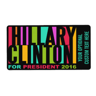 Colourful Hillary Clinton 2016 custom labels