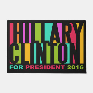 Colourful Hillary Clinton 2016 door mat