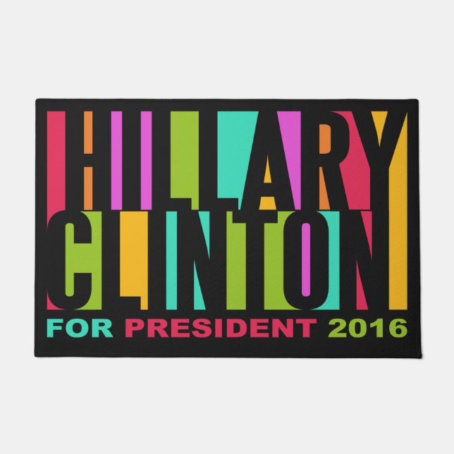 Colourful Hillary Clinton 2016 door mat (Front)