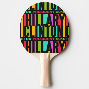 Colourful Hillary Clinton 2016 ping pong paddle