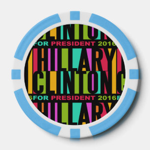 Colourful Hillary Clinton 2016 poker chips