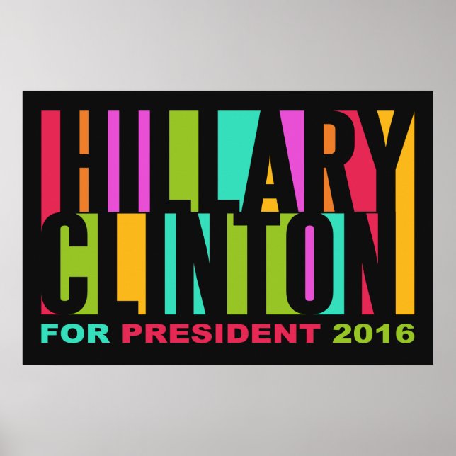 Colourful Hillary Clinton 2016 poster (Front)