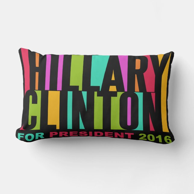 Colourful Hillary Clinton 2016 throw pillow (Front)