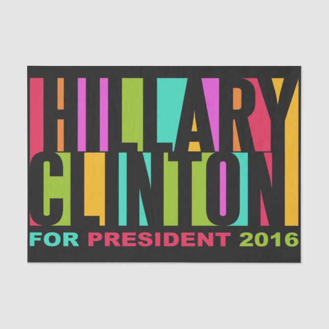 Colourful Hillary Clinton 2016 tissue paper (Front)