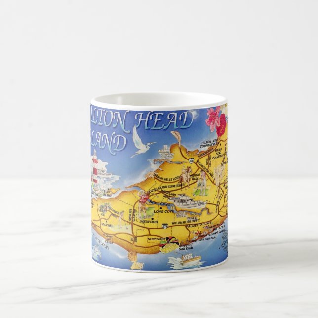 Colourful Hilton Head SC Map Coffee Mug (Center)