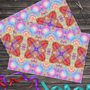 Colourful Hippie Boho Kaleidoscopic Fractal Art  Tissue Paper