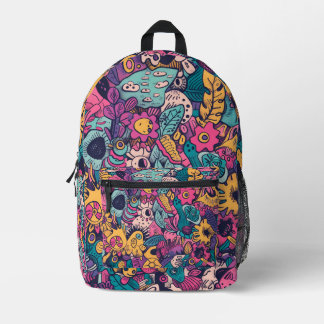 Colourful Hippie Floral Pattern Kids Printed Backpack