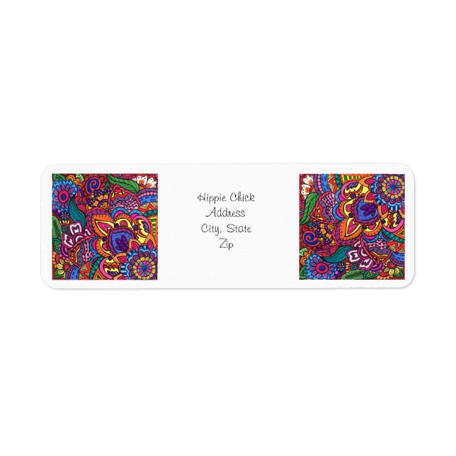 Colourful Hippie Flower Return Address Label (Front)