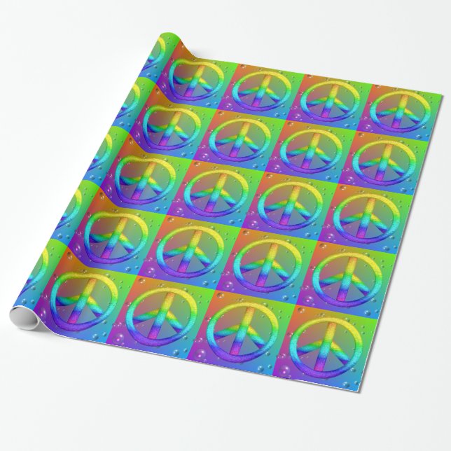 Colourful Hippie Peace Wrapping Paper (Unrolled)
