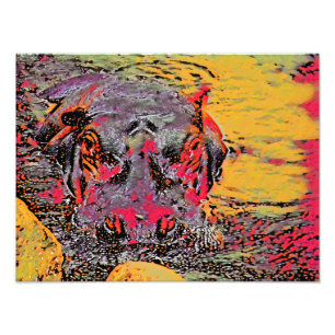 Colourful Hippopotamus Photo Print