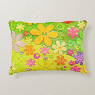 Colourful Hippy Groovy Flower Decorative Cushion