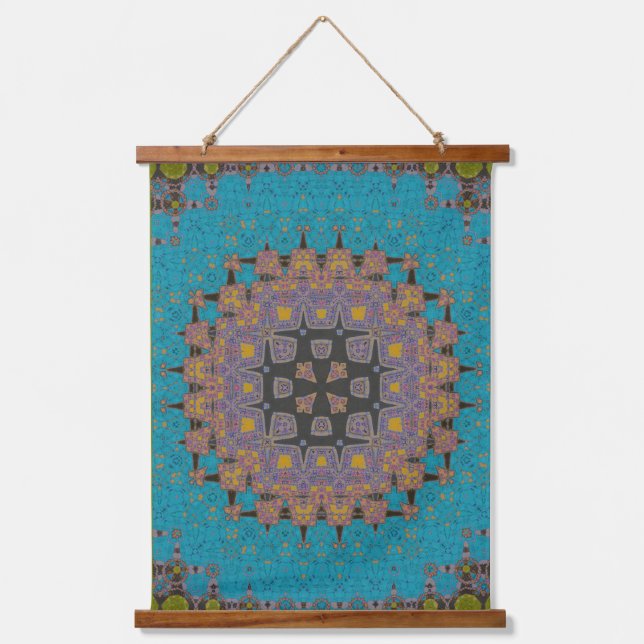 Colourful hippy mandala pattern hanging tapestry (Front)