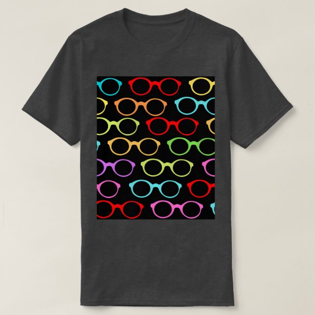 Colourful Hipster Eyeglasses Pattern Cute And Beau T-Shirt (Design Front)