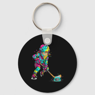 Colourful Hockey Ice Cream Drip Player (1)  Key Ring