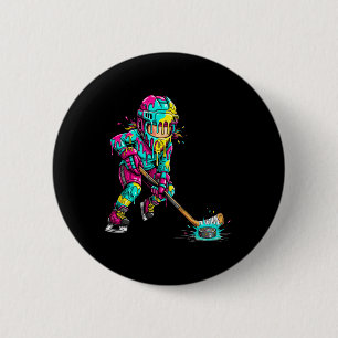 Colourful Hockey Ice Cream Drip Player  6 Cm Round Badge