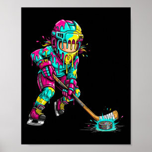 Colourful Hockey Ice Cream Drip Player Poster