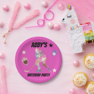 Colourful Hockey Player Paper Plates