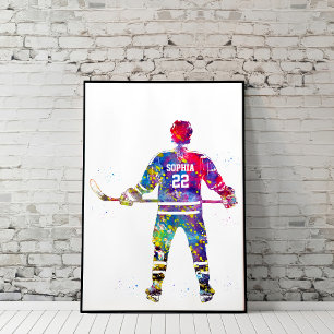 Colourful Hockey Player Poster