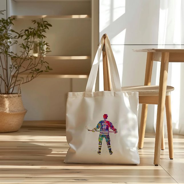 Colourful Hockey Player Tote Bag (Creator Uploaded)